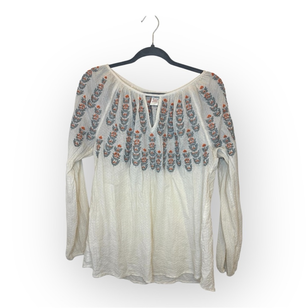 SOLD Sundance Ivory Embroidered Boho Peasant Blouse | Size Medium - Picture 1 of 4